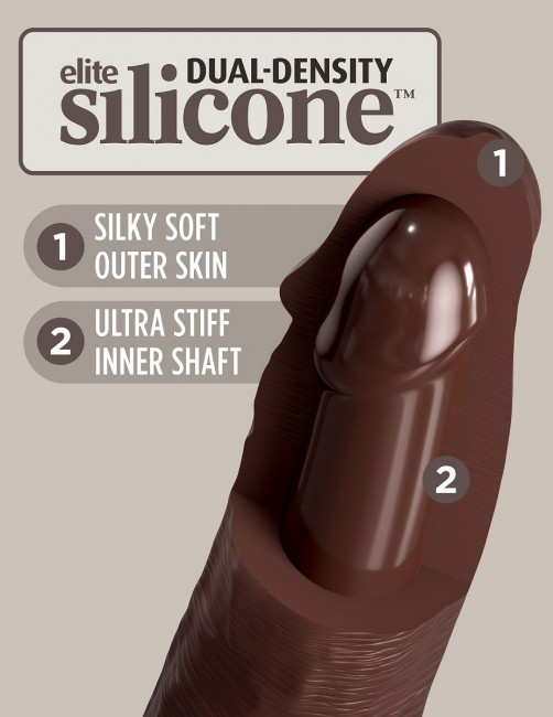 Коричневый фаллоимитатор 7" Silicone Dual Density Cock - 21 см.