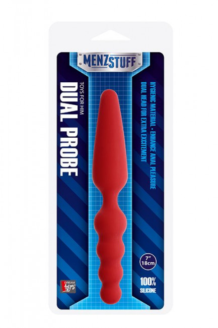 Массажер для анальной стимуляции MENZSTUFF DUAL PROBE RED - 18 см.