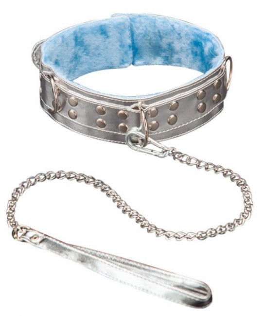 Серебристый ошейник из искусственной кожи Серебристый ошейник из искусственной кожи
