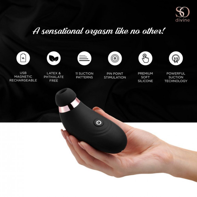 Черный вакуумный стимулятор So Divine Irresistible Clitoral Suction Черный вакуумный стимулятор So Divine Irresistible Clitoral Suction