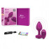 Ярко-розовая анальная вибровтулка с кристаллом Vibrating Jewel Plug S/M - 10 см.