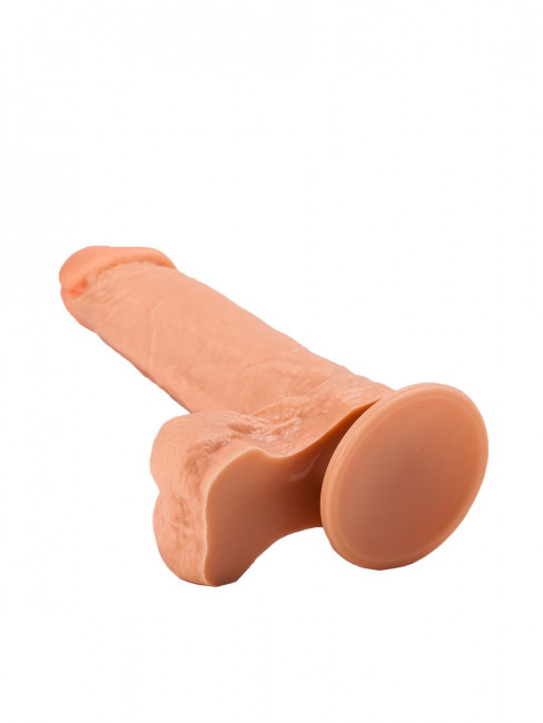 Фаллоимитатор с мошонкой на подошве-присоске - 16,5 см. Фаллоимитатор с мошонкой на подошве-присоске - 16,5 см.