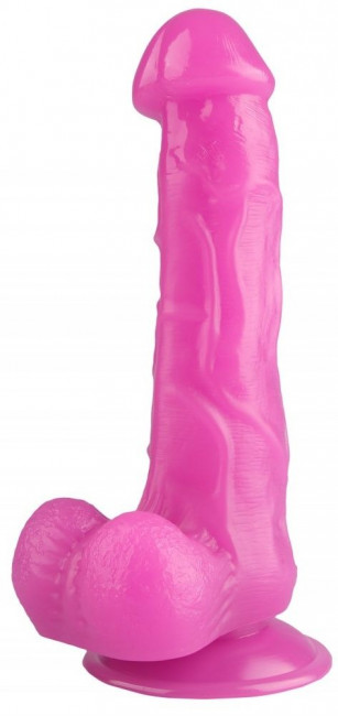 Розовый реалистичный фаллоимитатор на присоске - 24 см. Розовый реалистичный фаллоимитатор на присоске - 24 см.