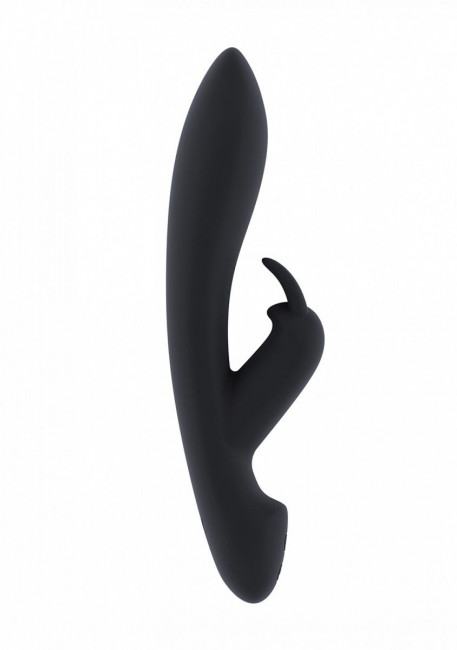 Чёрный вибратор с клиторальным отростком Mila - 22 см.