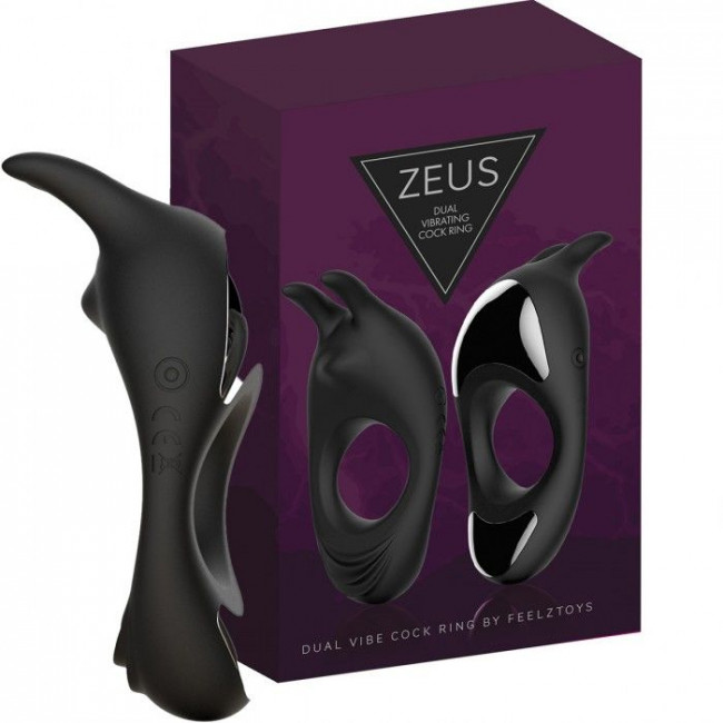 Черное эрекционное кольцо с двумя моторами Zeus Dual Vibe Cock Ring Черное эрекционное кольцо с двумя моторами Zeus Dual Vibe Cock Ring