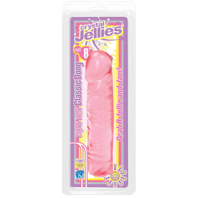 Розовый прозрачный гелевый фаллоимитатор Сristal Jellies - 20 см.