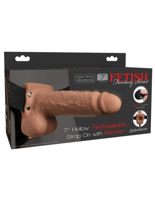 Кофейный перезаряжаемый вибрострапон 7" Hollow Rechargeable Strap-on with Balls - 20,3 см. Кофейный перезаряжаемый вибрострапон 7" Hollow Rechargeable Strap-on with Balls - 20,3 см.