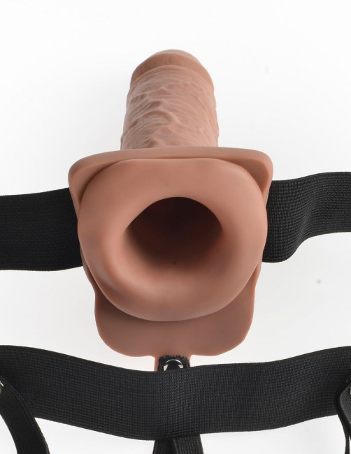 Кофейный перезаряжаемый вибрострапон 7" Hollow Rechargeable Strap-on with Balls - 20,3 см. Кофейный перезаряжаемый вибрострапон 7" Hollow Rechargeable Strap-on with Balls - 20,3 см.