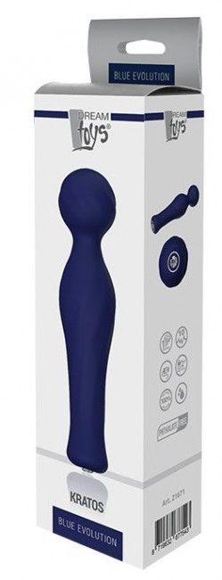 Синий вибромассажер KRATOS - 17 см. Синий вибромассажер KRATOS - 17 см.