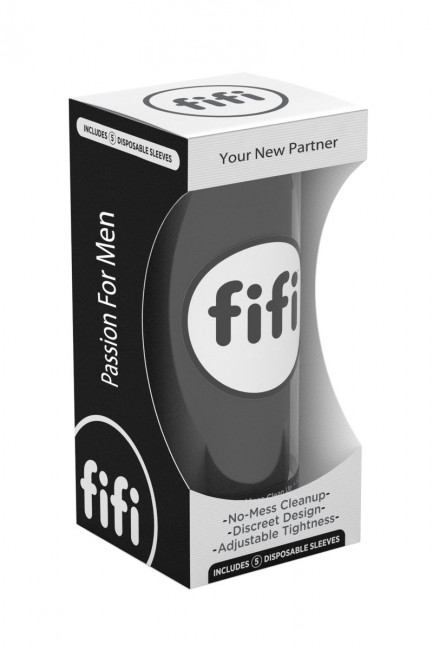 Чёрный нереалистичный мастурбатор FIFI MALE Чёрный нереалистичный мастурбатор FIFI MALE