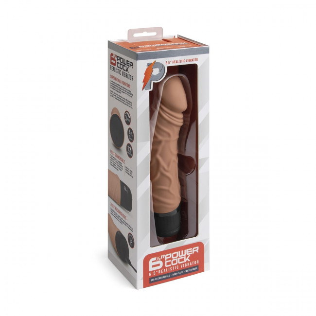 Кофейный вибратор-реалистик 6.5" Girthy Realistic Vibrator - 19 см.