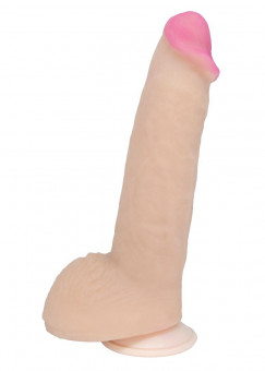Реалистичный фаллоимитатор на присоске в упаковке-плёнке - 19 см.