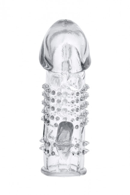 Прозрачная гелевая насадка с шипами и клиторальным отростком - 13 см. Прозрачная гелевая насадка с шипами и клиторальным отростком - 13 см.