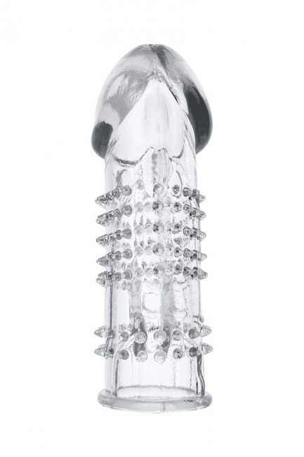 Прозрачная гелевая насадка с шипами и клиторальным отростком - 13 см. Прозрачная гелевая насадка с шипами и клиторальным отростком - 13 см.