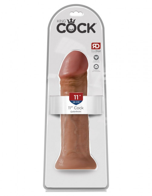 Кофейный фаллоимитатор на присоске 11" Cock - 28 см. 