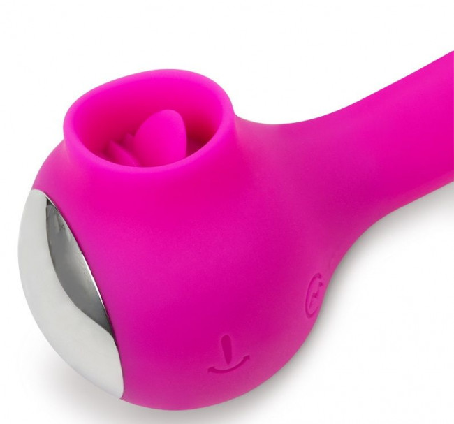 Розовый универсальный вибратор Drago с язычком - 18,3 см. Розовый универсальный вибратор Drago с язычком - 18,3 см.