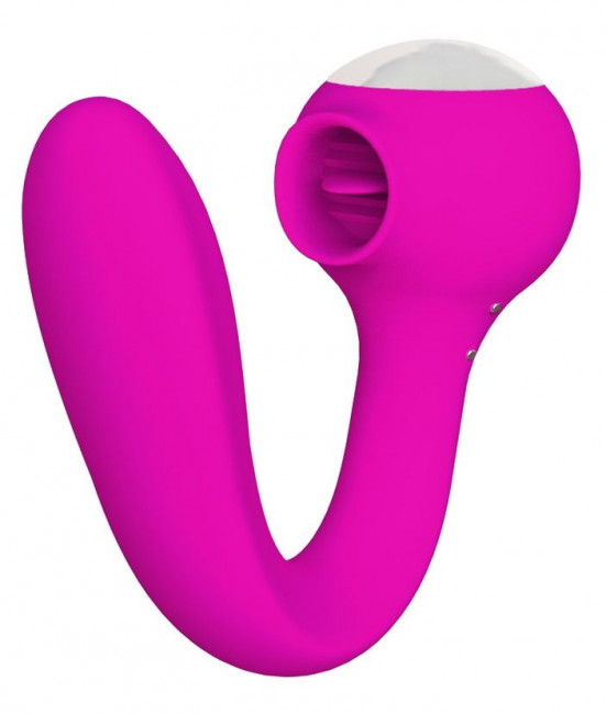 Розовый универсальный вибратор Drago с язычком - 18,3 см. Розовый универсальный вибратор Drago с язычком - 18,3 см.