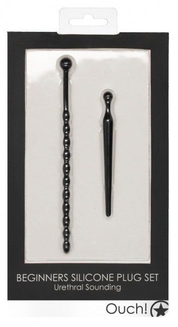 Набор из двух черных уретральных стимуляторов Beginners Silicone Plug Set