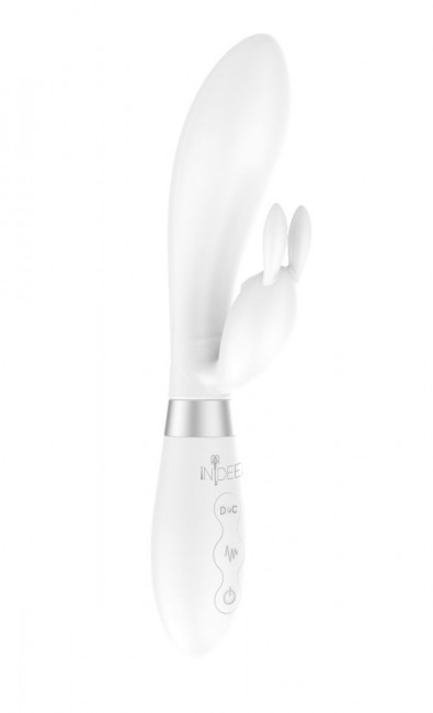 Белый вибратор-кролик Indeep Theona - 21,5 см. Белый вибратор-кролик Indeep Theona - 21,5 см.