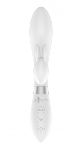 Белый вибратор-кролик Indeep Theona - 21,5 см. Белый вибратор-кролик Indeep Theona - 21,5 см.