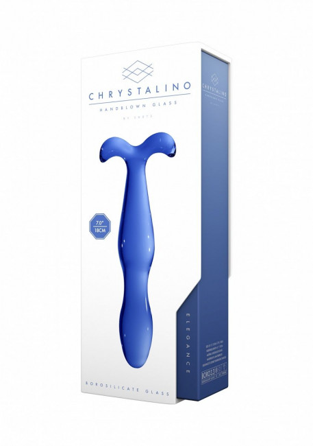 Синий стеклянный стимулятор Elegance - 18 см.