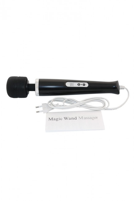 Чёрный проводной вибромассажер Magic Wand Чёрный проводной вибромассажер Magic Wand