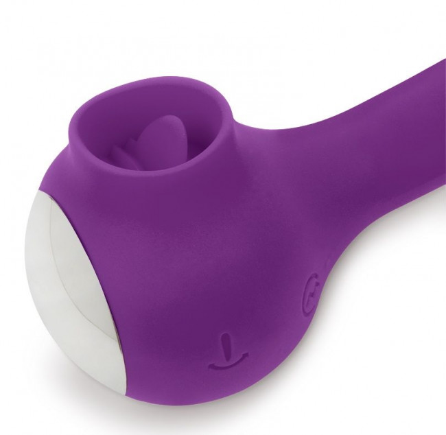 Фиолетовый универсальный вибратор Drago с язычком - 18,3 см. Фиолетовый универсальный вибратор Drago с язычком - 18,3 см.