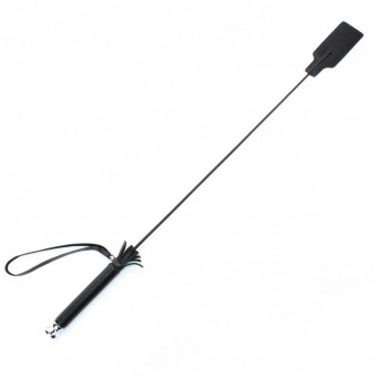 Чёрный кожаный стек с прямоугольным наконечником - 66 см.