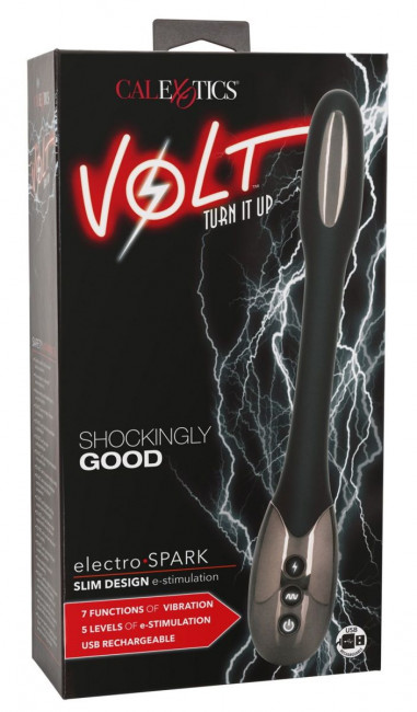 Черный гибкий вибромассажер с электростимуляцией Electro-Spark - 23,5 см. Черный гибкий вибромассажер с электростимуляцией Electro-Spark - 23,5 см.