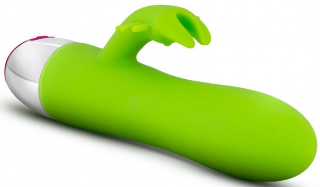Лаймовый вибратор-кролик Brilliant - 19,5 см. Лаймовый вибратор-кролик Brilliant - 19,5 см.