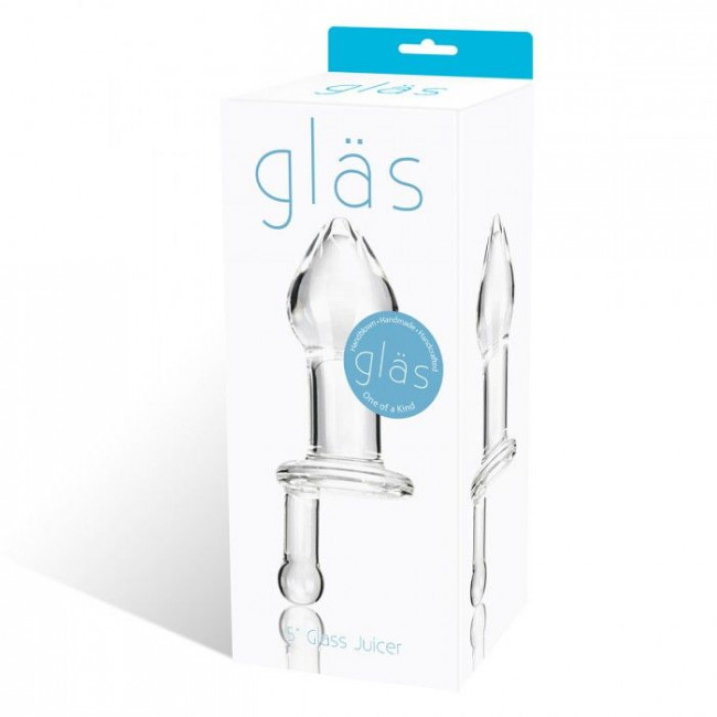 Прозрачный стеклянный анальный плаг с ручкой - 12 см. Прозрачный стеклянный анальный плаг с ручкой - 12 см.