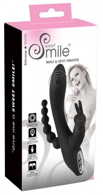 Черный тройной вибратор Triple G-Spot Vibrator - 20,8 см. Черный тройной вибратор Triple G-Spot Vibrator - 20,8 см.