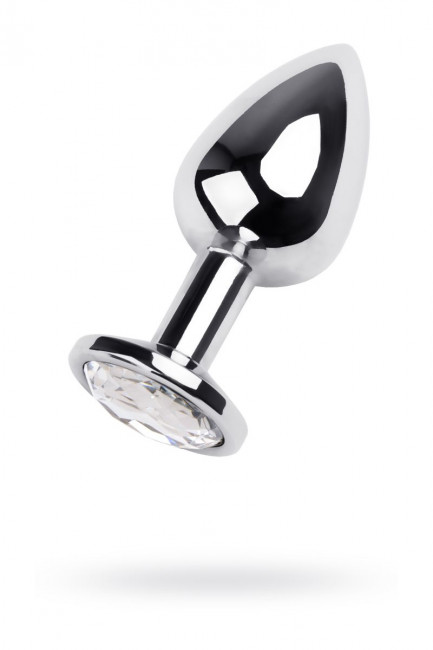 Серебристая анальная пробка с прозрачным кристаллом - 9,5 см. Серебристая анальная пробка с прозрачным кристаллом - 9,5 см.