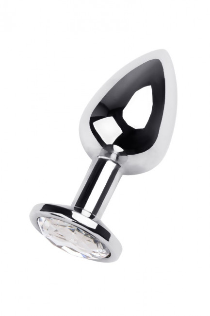 Серебристая анальная пробка с прозрачным кристаллом - 9,5 см. Серебристая анальная пробка с прозрачным кристаллом - 9,5 см.