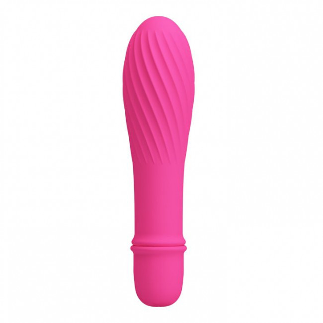 Ярко-розовый вибратор Solomon с бороздками - 12,3 см.