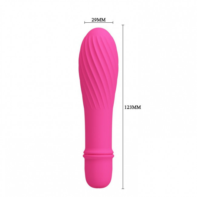 Ярко-розовый вибратор Solomon с бороздками - 12,3 см.