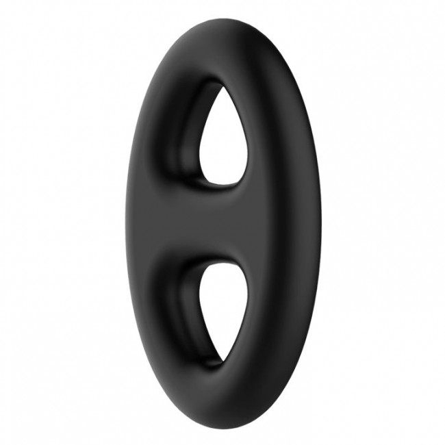 Чёрное эрекционное кольцо с петлёй для мошонки Чёрное эрекционное кольцо с петлёй для мошонки