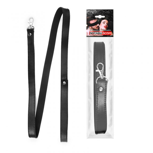 Черный гладкий поводок для ошейника с карабином - 112 см. Черный гладкий поводок для ошейника с карабином - 112 см.