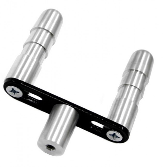 Серебристый двойной адаптер для фаллоимитаторов LoveMachines