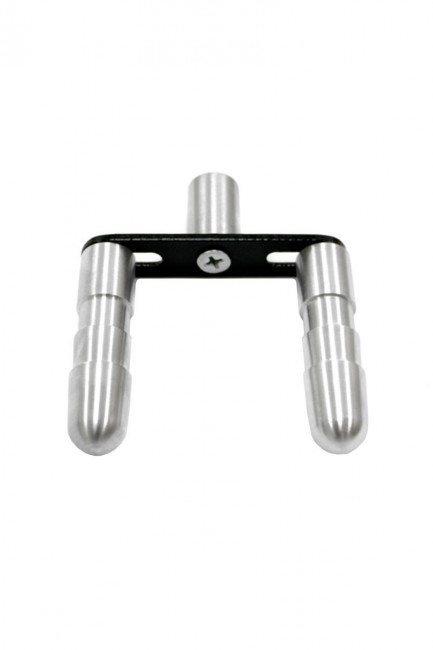 Серебристый двойной адаптер для фаллоимитаторов LoveMachines