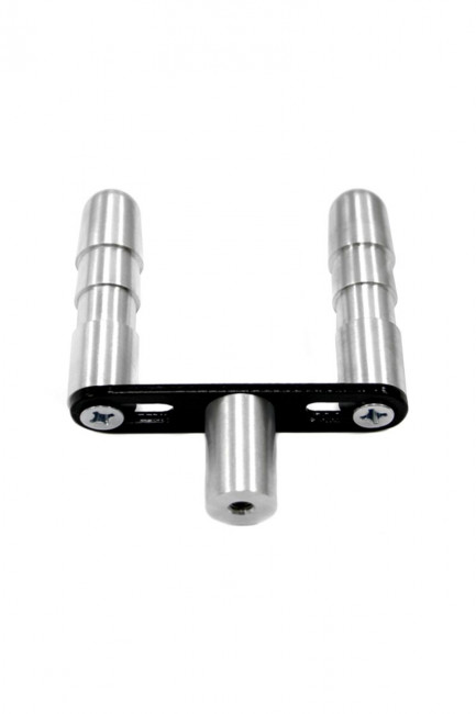 Серебристый двойной адаптер для фаллоимитаторов LoveMachines