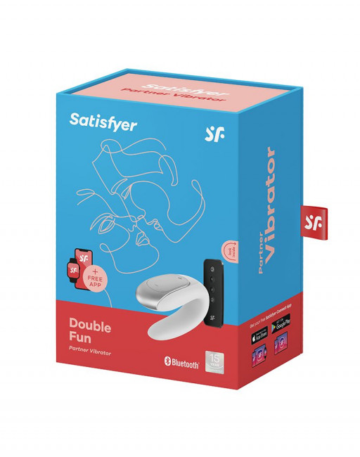 Белый вибромассажёр для пар Satisfyer Double Fun Белый вибромассажёр для пар Satisfyer Double Fun