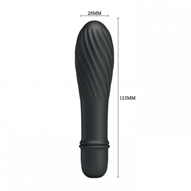 Чёрный вибратор Solomon с бороздками - 12,3 см.