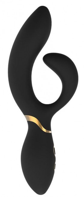 Черный вибромассажер-кролик AMELIE - 20 см. Черный вибромассажер-кролик AMELIE - 20 см.