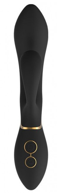 Черный вибромассажер-кролик AMELIE - 20 см. Черный вибромассажер-кролик AMELIE - 20 см.