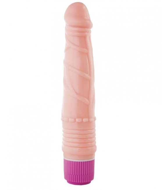 Вибратор-реалистик с рельефом в виде рёбрышек - 21 см.