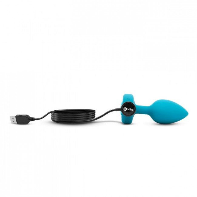 Бирюзовая анальная вибровтулка с кристаллом Vibrating Jewel Plug S/M - 10 см.