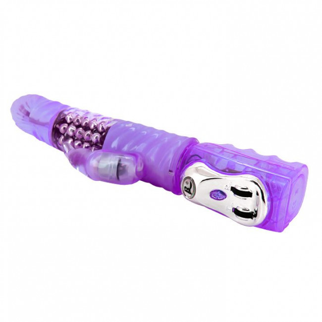 Сиреневый вибромассажер-ротатор с клиторальным отростком Deluxe Dream Lover - 26 см. Сиреневый вибромассажер-ротатор с клиторальным отростком Deluxe Dream Lover - 26 см.