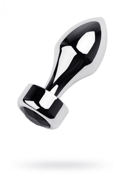 Серебристая анальная втулка с чёрным кристаллом в основании - 10,5 см. Серебристая анальная втулка с чёрным кристаллом в основании - 10,5 см.