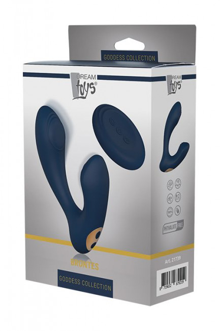 Синий массажер простаты BRONTES с 2 моторами и пультом Синий массажер простаты BRONTES с 2 моторами и пультом